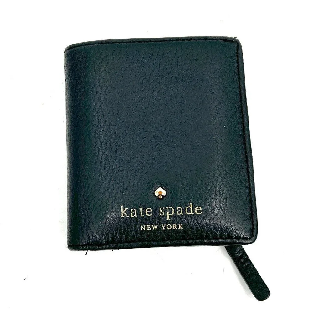 KATE SPADE Black Leather Gold Cedar Street Small Mini Stacy Wallet